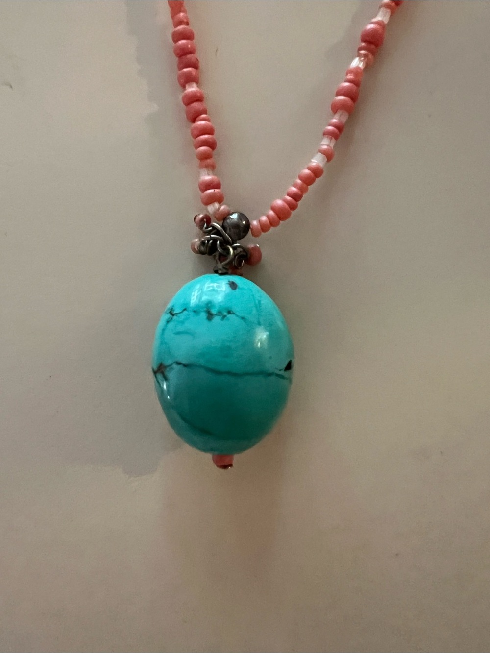 Suzanne Kalan vintage sterling silver necklace w/ coral beads & turq nugget - Picture 3 of 4